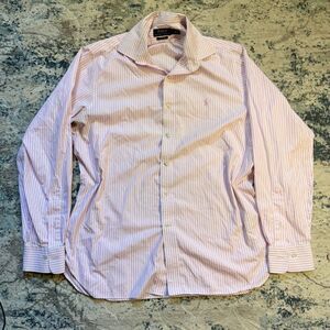Polo Ralph Lauren Pink White Striped Button Down 16-34/35 Easy Care